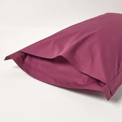 Taie d'oreiller à volants bordeaux 100% coton égyptien 200 fils, 50x75 cm -><noscript><img width=
