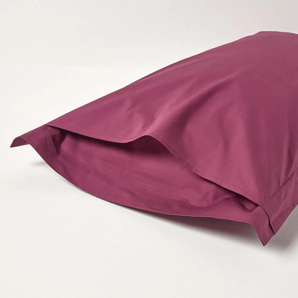 Taie d'oreiller à volants bordeaux 100% coton égyptien 200 fils, 50x75 cm ->Homescapes Outlet