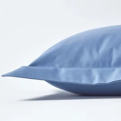 Taie d'oreiller à  volants bleu en satin de coton égyptien 1000 fils, 50x75 cm ->Homescapes Sale