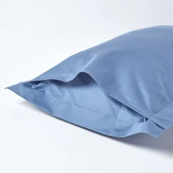 Taie d'oreiller à volants bleu en satin de coton égyptien 1000 fils, 50x75 cm -><noscript><img width=