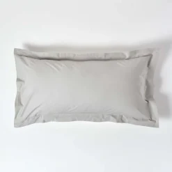 Taie d'oreiller à  volants gris acier 100% coton égyptien 200 fils, 50x90 cm ->Homescapes Outlet