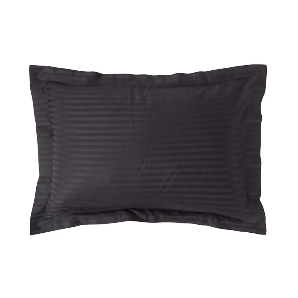 Taie d'oreiller à volants noir satin rayé en coton égyptien 330 fils, 50x75 cm ->Homescapes Best