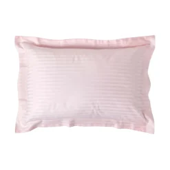 Taie d'oreiller à volants rose satin rayé en coton égyptien 330 fils, 50x75 cm ->Homescapes Best