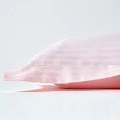 Taie d'oreiller à  volants rose satin rayé en coton égyptien 330 fils, 50x75 cm ->Homescapes Best