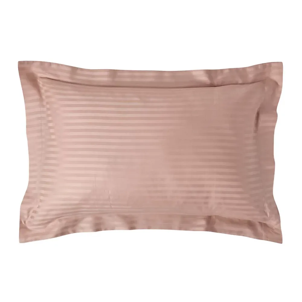 Homescapes Taie d'oreiller à volants taupe satin rayé en coton égyptien 330 fils, 50x75 cm -* Taie D'Oreiller