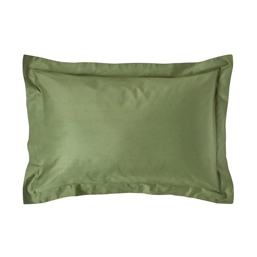 Taie d'oreiller à volants vert mousse en coton égyptien bio 400 fils, 50x75 cm ->Homescapes Discount
