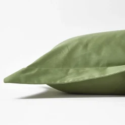 Taie d'oreiller à  volants vert mousse en coton égyptien bio 400 fils, 50x75 cm ->Homescapes Discount