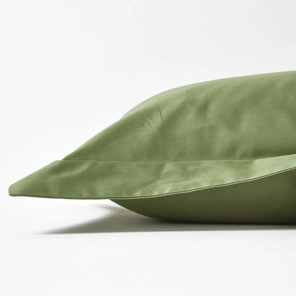 Taie d'oreiller à volants vert mousse en coton égyptien bio 400 fils, 50x75 cm ->Homescapes Discount