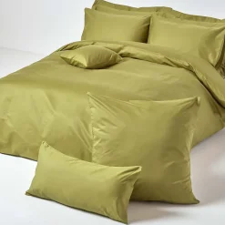 Homescapes Taie d'oreiller à  volants vert olive en satin de coton égyptien 1000 fils, 50x75 cm -* Taie D'Oreiller