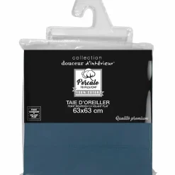 Douceur D'Intérieur Taie d'oreiller 63 x 63 cm en percale uni 78 fils Bleu* Taie D'Oreiller