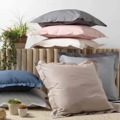Douceur D'Intérieur Taie d'oreiller 63 x 63 cm en percale uni 78 fils Bleu* Taie D'Oreiller