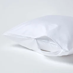 Taie d'oreiller blanc en satin de coton égyptien 1000 fils, 60x60 cm -><noscript><img width=