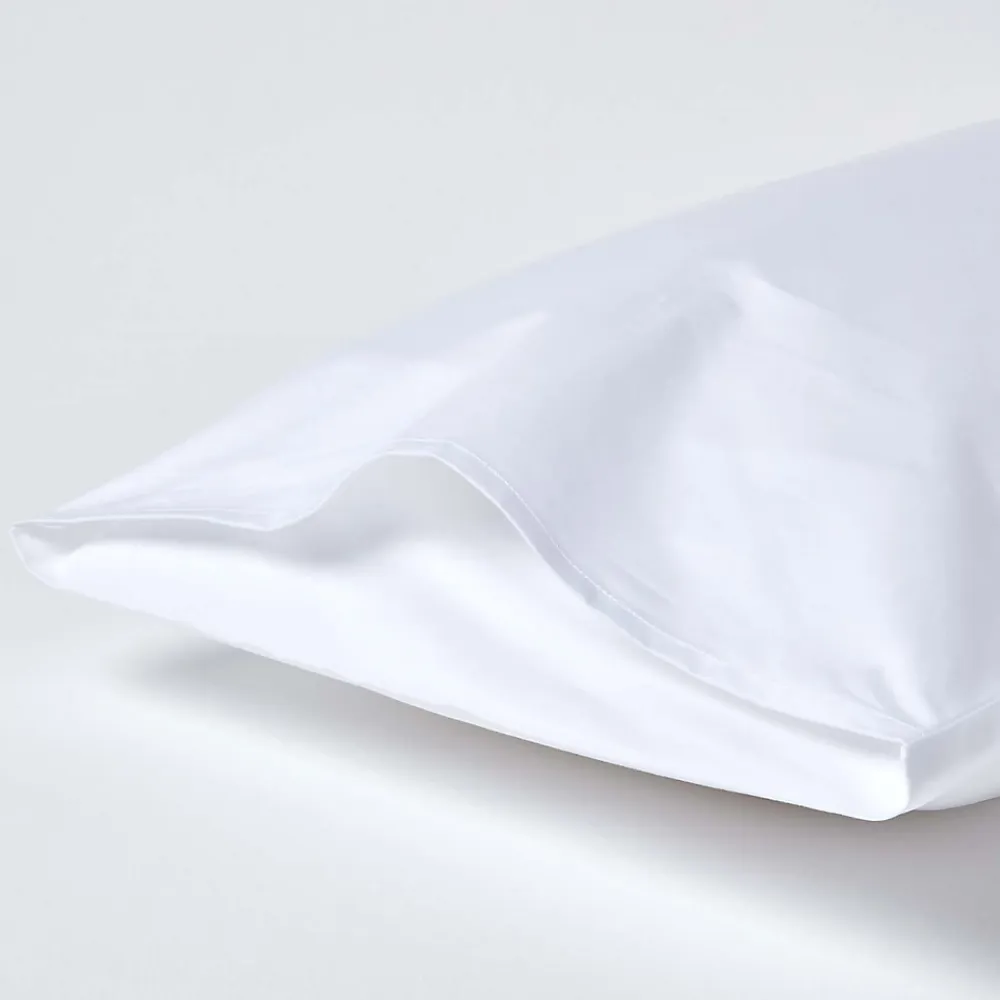 Homescapes Taie d'oreiller blanc en satin de coton égyptien 1000 fils, 50x75 cm -* Taie D'Oreiller
