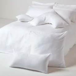 Homescapes Taie d'oreiller blanc satin rayé en coton égyptien 330 fils, 40x40 cm -* Taie D'Oreiller
