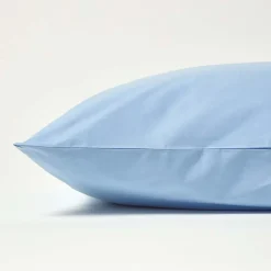 Homescapes Taie d'oreiller bleu 100% coton égyptien 200 fils, 50x75 cm -* Taie D'Oreiller