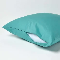 Taie d'oreiller bleu canard 100% coton égyptien 200 fils, 60x60 cm -><noscript><img width=