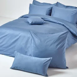 Homescapes Taie d'oreiller bleu en satin de coton égyptien 1000 fils, 80x80 cm -* Taie D'Oreiller