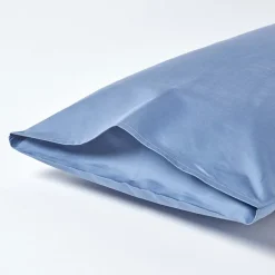 Homescapes Taie d'oreiller bleu en satin de coton égyptien 1000 fils, 50x75 cm -* Taie D'Oreiller