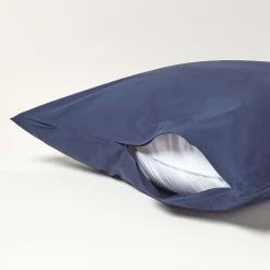 Taie d'oreiller bleu marine 100% coton égyptien 200 fils, 80x80 cm -><noscript><img width=
