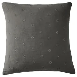 Taie d'oreiller Brodée Déco "Gaïa Boho" 60 x 60 cm & 50 x 70 cm "Gaze de Coton" - Gaïa Boho Granit - 60 x 60 cm>L'Effet Papillon Outlet