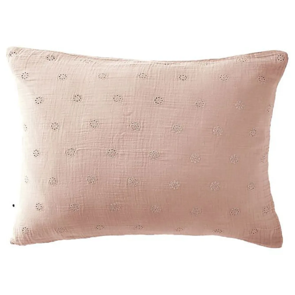 Taie d'oreiller Brodée Déco "Gaïa Boho" 60 x 60 cm & 50 x 70 cm "Gaze de Coton" - Gaïa Boho Guimauve - 50 x 70 cm>L'Effet Papillon Online