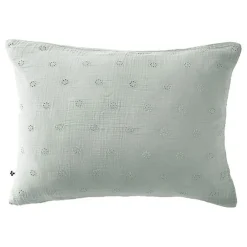 Taie d'oreiller Brodée Déco "Gaïa Boho" 60 x 60 cm & 50 x 70 cm "Gaze de Coton" - Gaïa Boho Eucalyptus - 50 x 70 cm>L'Effet Papillon New