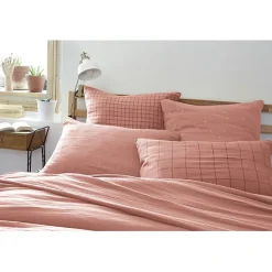 Taie d'oreiller Brodée Déco "Gaïa Boho" 60 x 60 cm & 50 x 70 cm "Gaze de Coton" - Gaïa Boho Rose Pêche - 60 x 60 cm>L'Effet Papillon Hot