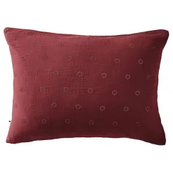 Taie d'oreiller Brodée Déco "Gaïa Boho" 60 x 60 cm & 50 x 70 cm "Gaze de Coton" - Gaïa Boho Lie de vin - 50 x 70 cm>L'Effet Papillon Clearance