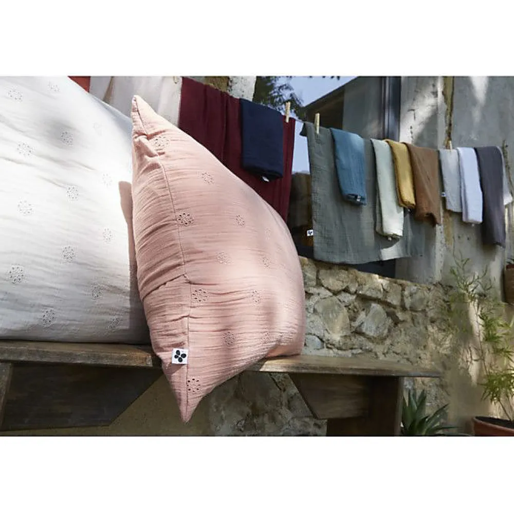 Taie d'oreiller Brodée Déco "Gaïa Boho" 60 x 60 cm & 50 x 70 cm "Gaze de Coton" - Gaïa Boho Camel - 50 x 70 cm>L'Effet Papillon Online