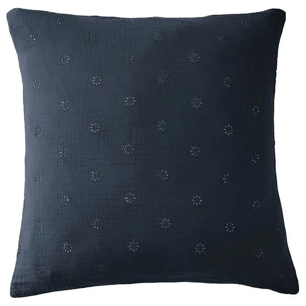 Taie d'oreiller Brodée Déco "Gaïa Boho" 60 x 60 cm & 50 x 70 cm "Gaze de Coton" - Gaïa Boho Minuit - 60 x 60 cm>L'Effet Papillon Online