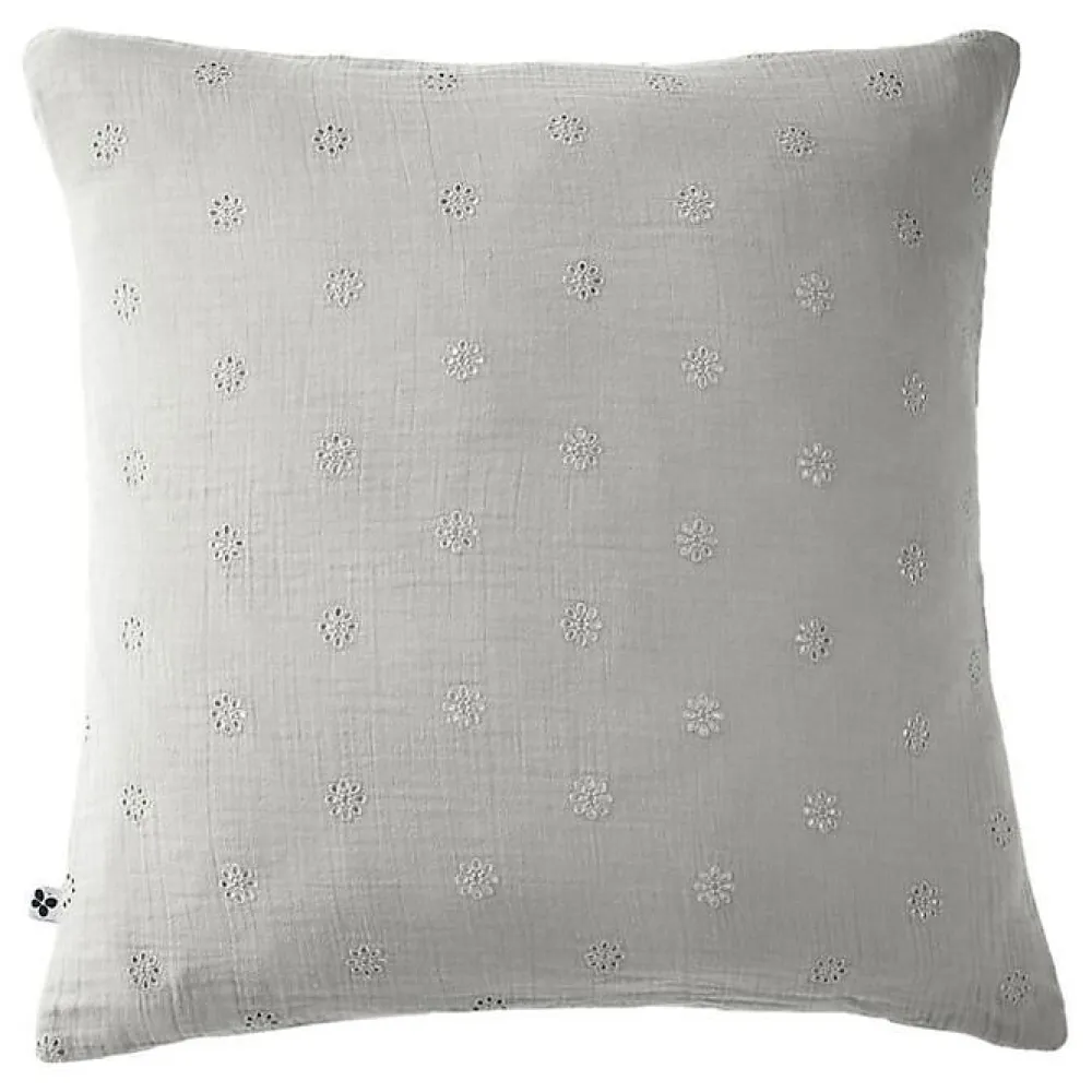 Taie d'oreiller Brodée Déco "Gaïa Boho" 60 x 60 cm & 50 x 70 cm "Gaze de Coton" - Gaïa Boho Nuage - 60 x 60 cm>L'Effet Papillon New