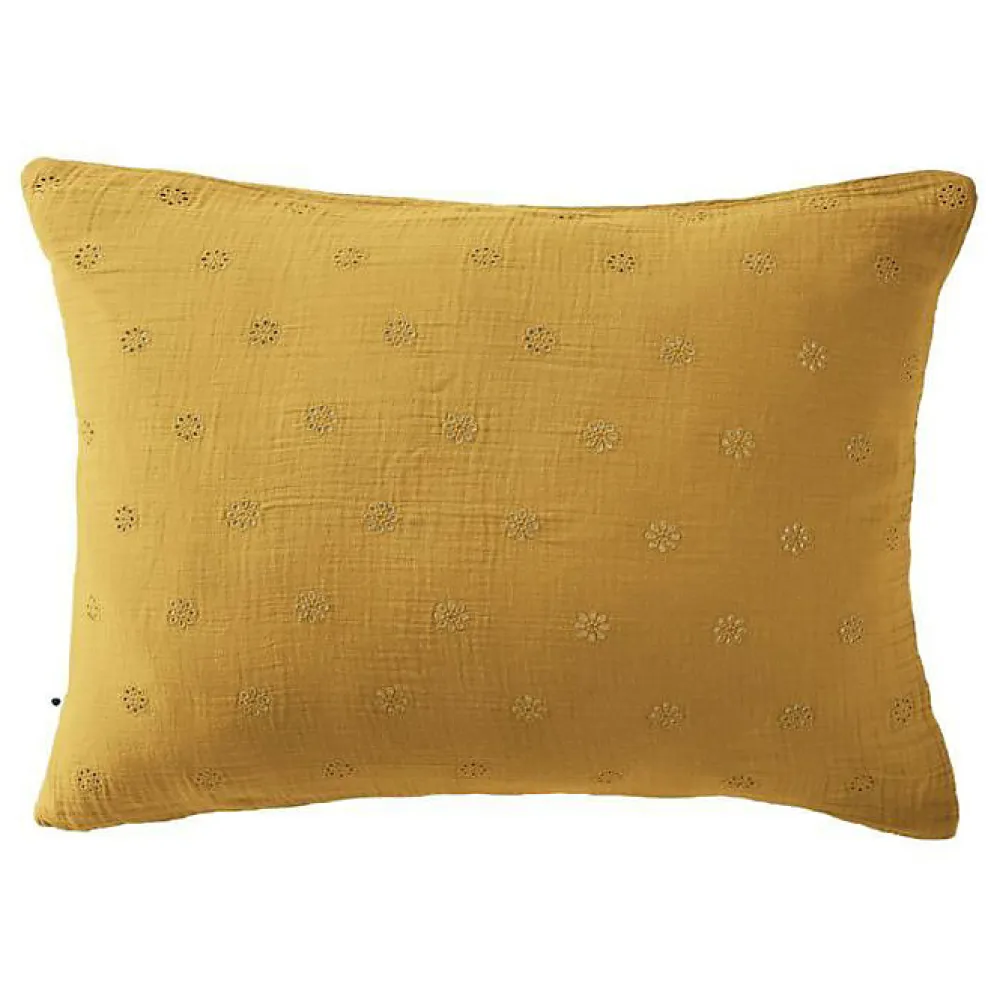 L'Effet Papillon Taie d'oreiller Brodée Déco "Gaïa Boho" 60 x 60 cm & 50 x 70 cm "Gaze de Coton" - Gaïa Boho Safran - 50 x 70 cm* Taie D'Oreiller