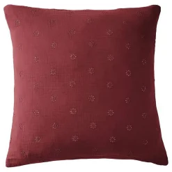 Taie d'oreiller Brodée Déco "Gaïa Boho" 60 x 60 cm & 50 x 70 cm "Gaze de Coton" - Gaïa Boho Lie de vin - 60 x 60 cm>L'Effet Papillon