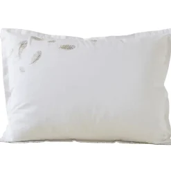 Taie d'oreiller brodée 50x70 cm en satin de coton NINA blanc>Linnea Online