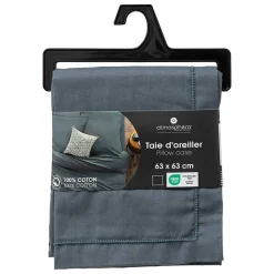 Atmosphera Créateur D'Intérieur Taie d'oreiller Carina coton 63x63cm bleu orage - Atmosphera* Boutis, Couvre-Lit, Édredon