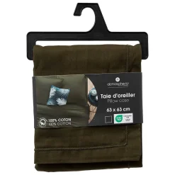 Atmosphera Créateur D'Intérieur Taie d'oreiller Carina coton 63x63cm vert kaki - Atmosphera* Boutis, Couvre-Lit, Édredon