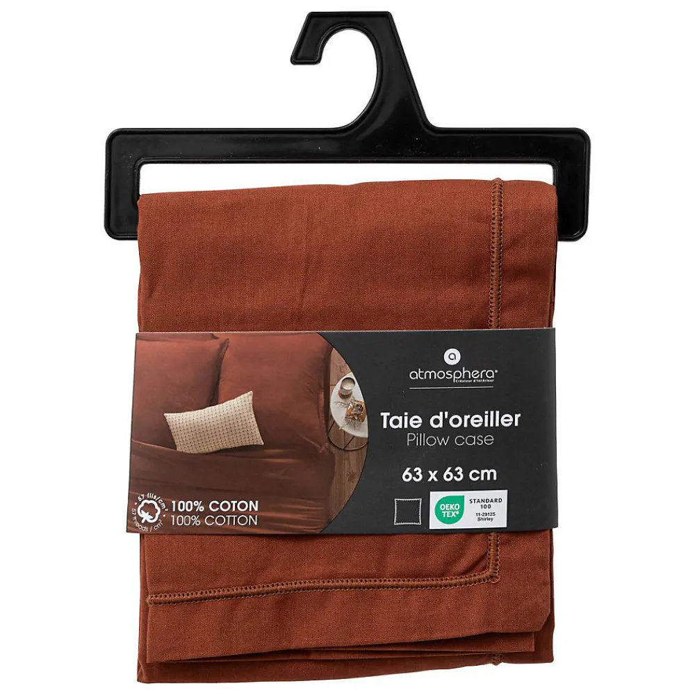 Taie d'oreiller Carina coton 63x63cm terracotta - Atmosphera>Atmosphera Créateur D'Intérieur Hot