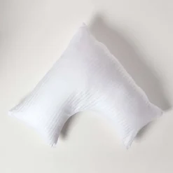 Homescapes Taie d'oreiller cervical blanc satin rayé en coton égyptien 330 fils -* Taie D'Oreiller