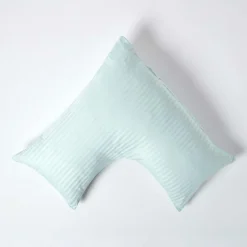 Taie d'oreiller cervical bleu satin rayé en coton égyptien 330 fils ->Homescapes New