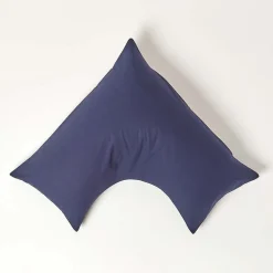 Taie d'oreiller cervical bleu marine 100% coton égyptien 200 fils ->Homescapes Clearance