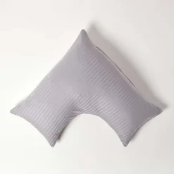 Taie d'oreiller cervical gris satin rayé en coton égyptien 330 fils ->Homescapes Best