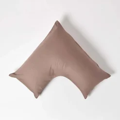 Homescapes Taie d'oreiller cervical marron en coton égyptien bio 400 fils -* Taie D'Oreiller