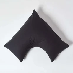 Taie d'oreiller cervical noir 100% coton égyptien 200 fils ->Homescapes Discount