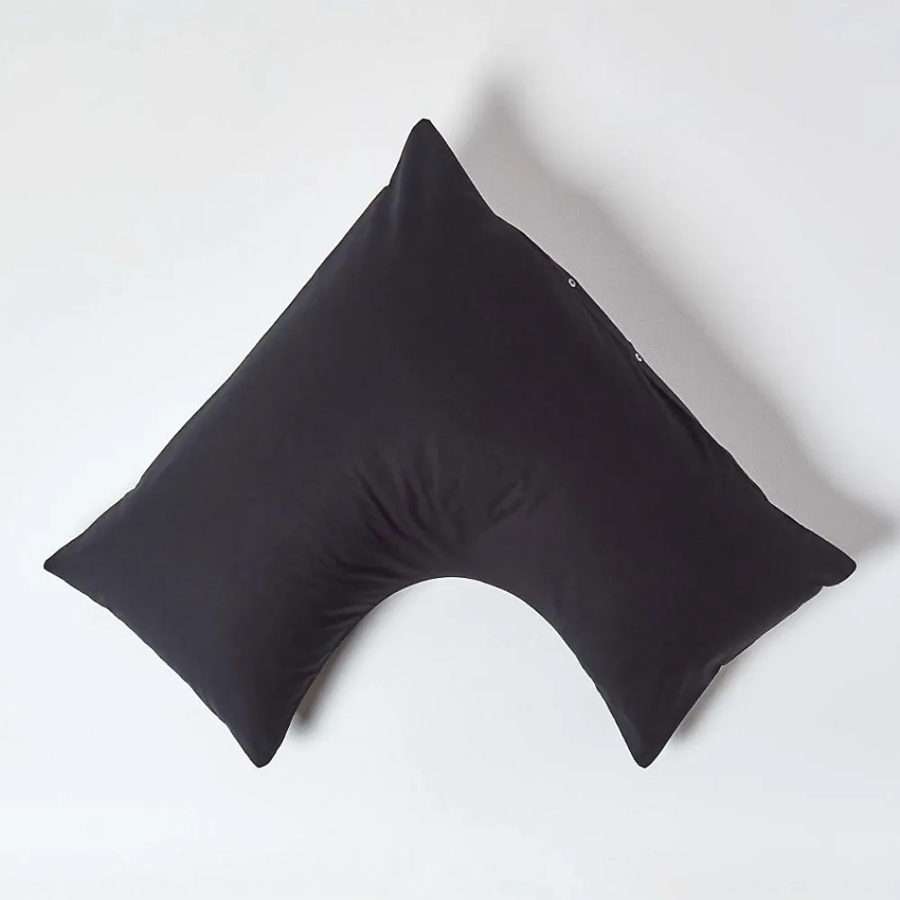 Taie d'oreiller cervical noir 100% coton égyptien 200 fils ->Homescapes Discount