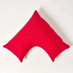 Homescapes Taie d'oreiller cervical rouge 100% coton égyptien 200 fils -* Taie D'Oreiller