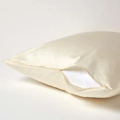 Taie d'oreiller écru en coton égyptien bio 400 fils, 80x80 cm -><noscript><img data-lazyloaded=