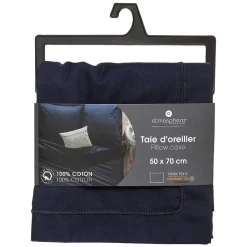 Taie d'oreiller en coton - bleu encre 50x70 cm - Atmosphera><noscript><img width=