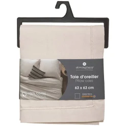 Taie d'oreiller en coton - lin 63x63 cm - Atmosphera><noscript><img width=