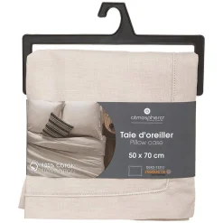 Taie d'oreiller en coton - lin 50x70 cm - Atmosphera><noscript><img width=
