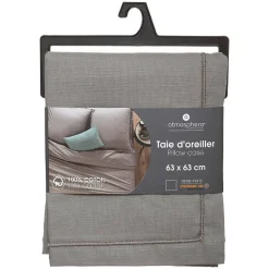 Taie d'oreiller en coton - gris 63x63 cm - Atmosphera><noscript><img width=
